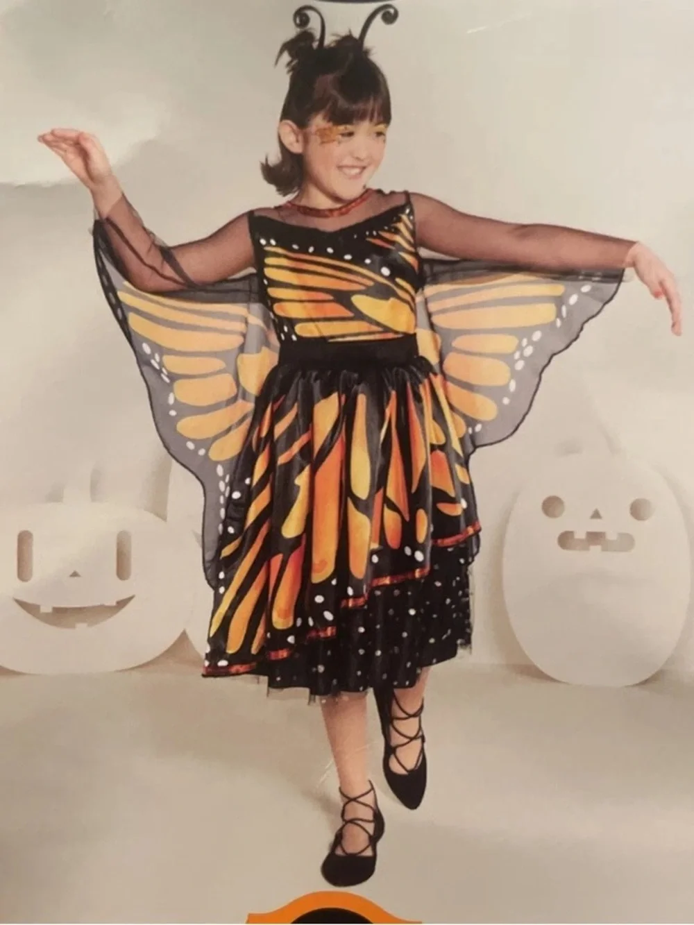 Black Orange Yellow Butterfly Wing Costume Dress